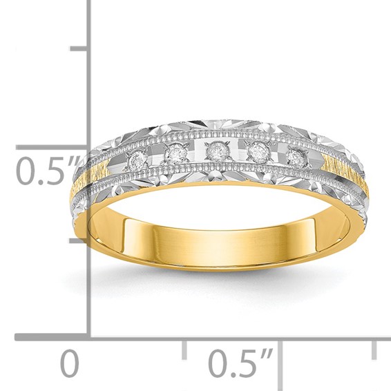 14k and Rhodium AA Quality 1/20 carat Diamond Trio Ladies Complete Wedding Band