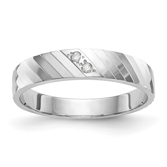 14k White Gold AA Quality Trio Ladies Wedding Band