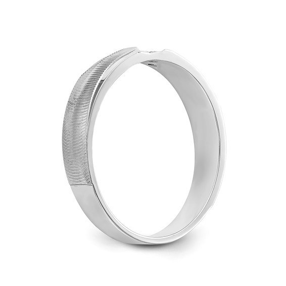 14k White Gold AA Quality .02 carat Diamond Trio Ladies Complete Wedding Band