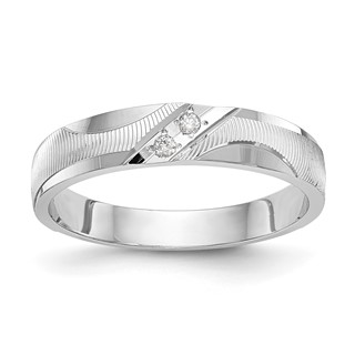 14k White Gold AA Quality .02 carat Diamond Trio Ladies Complete Wedding Band