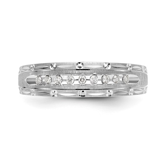 14k White Gold AA Quality 1/10 carat Diamond Trio Mens Complete Wedding Band