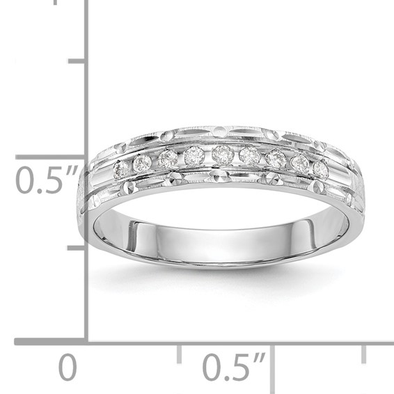 14k White Gold AA Quality 1/10 carat Diamond Trio Ladies Complete Wedding Band