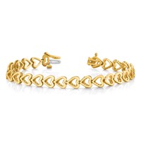 14K Yellow Gold Holds 25 Stones Up to 2.75mm Heart-Shaped Add-a-Diamond Bracelet, 7" view 3