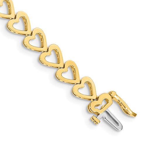 14K Yellow Gold Holds 25 Stones Up to 2.75mm Heart-Shaped Add-a-Diamond Bracelet, 7"