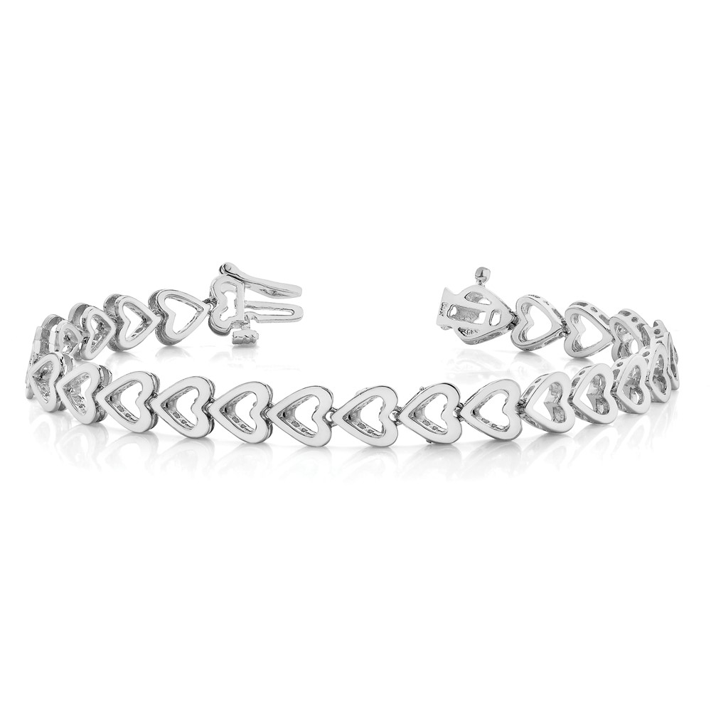14k White Gold Holds 24 Stones up to 2.75mm Heart-Shaped Add-A-Diamond 7 inch Bracelet (X849W)