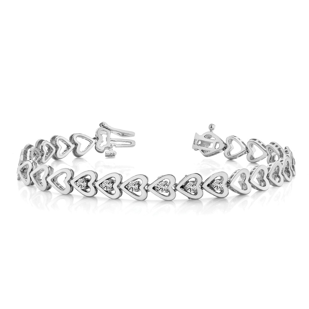 14k White Gold Holds 24 Stones up to 2.75mm Heart-Shaped Add-A-Diamond 7 inch Bracelet (X849W)