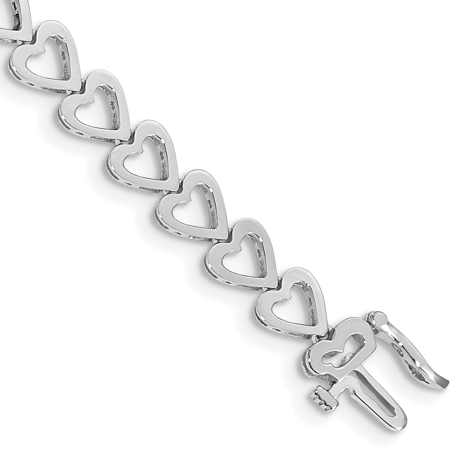 14k White Gold Holds 24 Stones up to 2.75mm Heart-Shaped Add-A-Diamond 7 inch Bracelet (X849W)