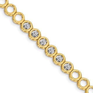 14k Holds 1/2 carat 6-2.8mm Circle Add-a-Diamond 7 inch Tennis Bracelet Mounting with 6 Heads