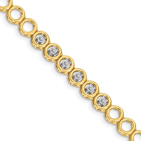 14k Holds 1/2 carat 6-2.8mm Circle Add-a-Diamond 7 inch Tennis Bracelet Mounting with 6 Heads