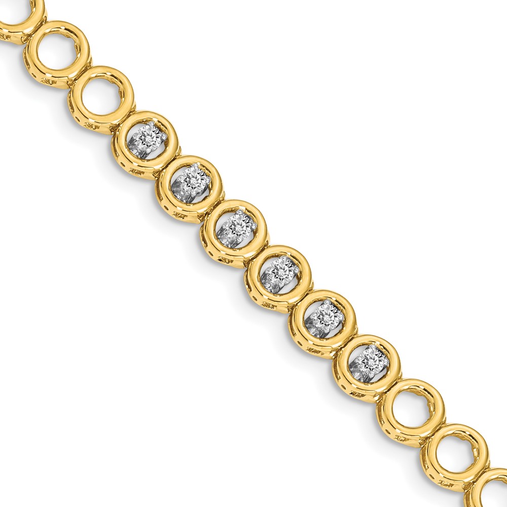 14K Yellow Gold Complete 0.50 Carat Round AA Diamond Circle Add-a-Diamond Tennis Bracelet, 7"