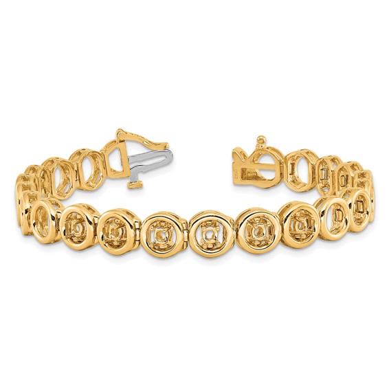 14k Holds 3/4 carat 6-3.2mm Circle Add-a-Diamond 7 inch Tennis Bracelet Mounting with 6 Heads