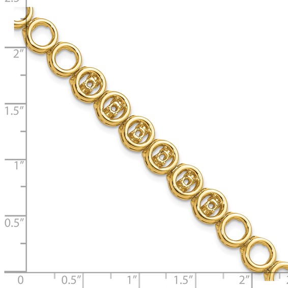 14k Holds 3/4 carat 6-3.2mm Circle Add-a-Diamond 7 inch Tennis Bracelet Mounting with 6 Heads