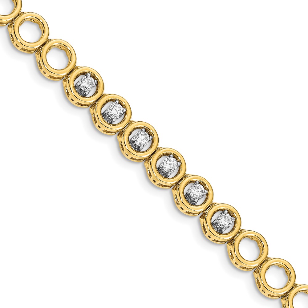 14K Yellow Gold Complete 0.75 Carat Round AA Diamond Circle Add-A-Diamond Tennis Bracelet - 7in