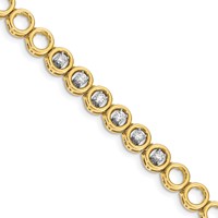 14K Yellow Gold Complete 0.75 Carat Round AA Diamond Circle Add-A-Diamond Tennis Bracelet - 7in view 1
