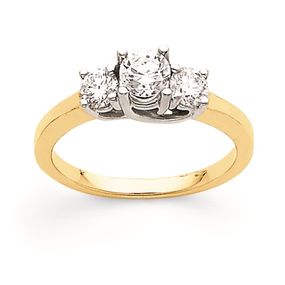 14k Two-tone AA Diamond Three Stone Ring