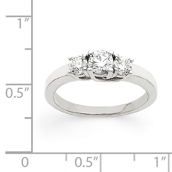 14k White Gold VS Diamond three stone ring
