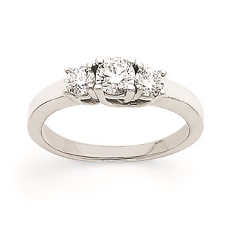 14k White Gold VS Diamond three stone ring
