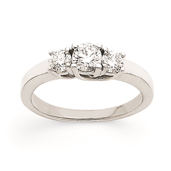 14k White Gold VS Diamond three stone ring