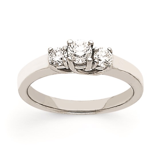 14k White Gold VS Diamond three stone ring