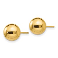14K 8mm Polished Puffed Ball Post Earrings view 2