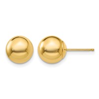 14K 8mm Polished Puffed Ball Post Earrings view 1