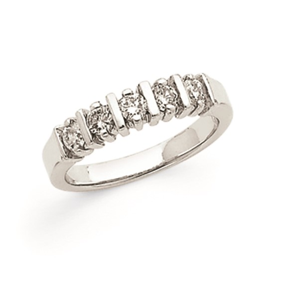 14k White Gold A Diamond 5-Stone Ring