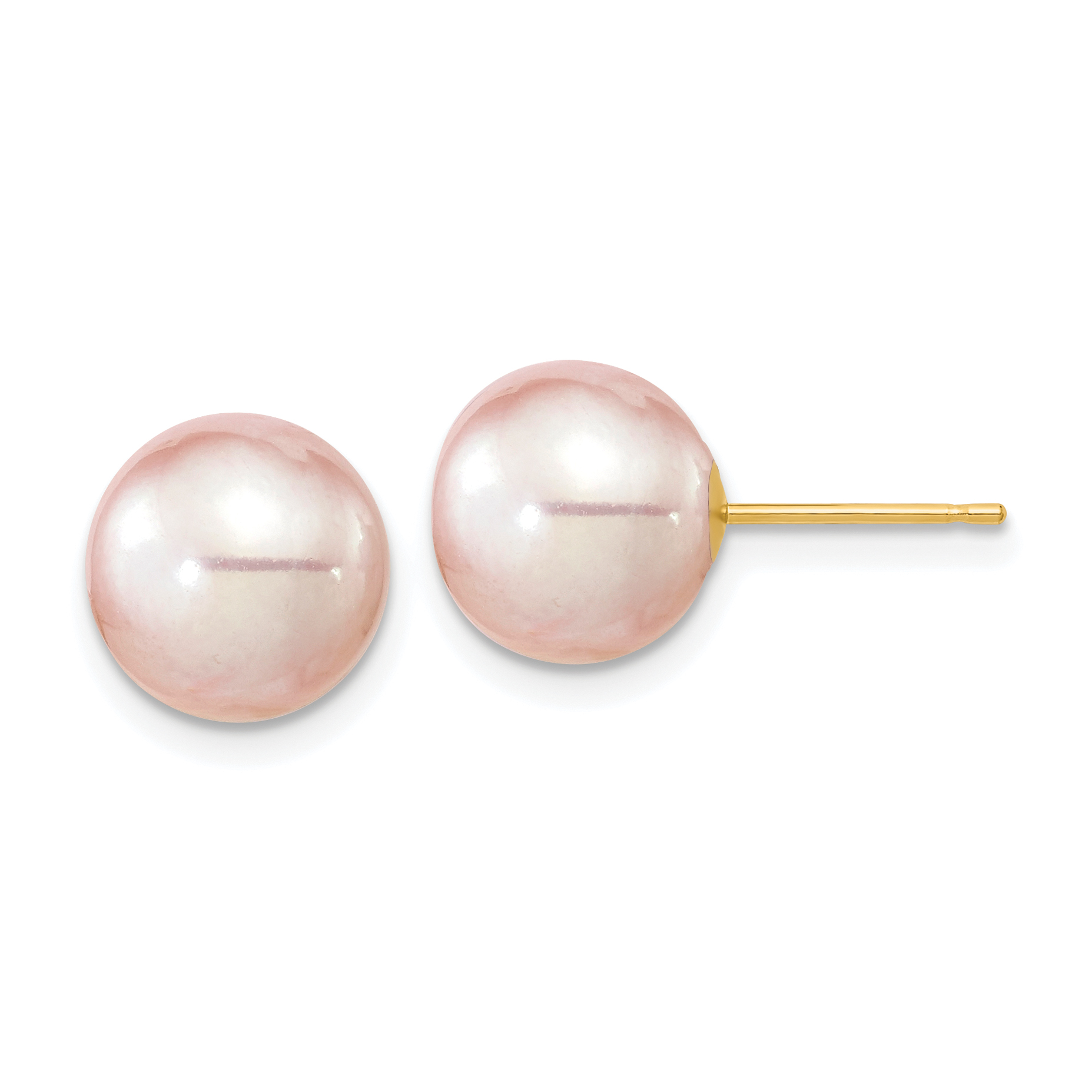 14k 9-10mm Purple Round Freshwater Cultured Pearl Stud Post Earrings (X90PPU)