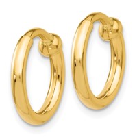 14K Yellow Gold 2x 10mm Polished Tube Hoop Non-pierced Earrings view 2
