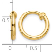 14K Yellow Gold 2x 10mm Polished Tube Hoop Non-pierced Earrings view 4