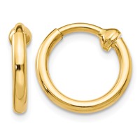 14K Yellow Gold 2x 10mm Polished Tube Hoop Non-pierced Earrings view 1