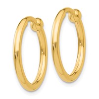 14K Yellow Gold 2x 15mm Polished Tube Hoop Non-pierced Earrings view 2