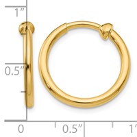 14K Yellow Gold 2x 15mm Polished Tube Hoop Non-pierced Earrings view 4