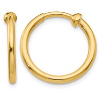 14K Yellow Gold 2x 15mm Polished Tube Hoop Non-pierced Earrings view 1