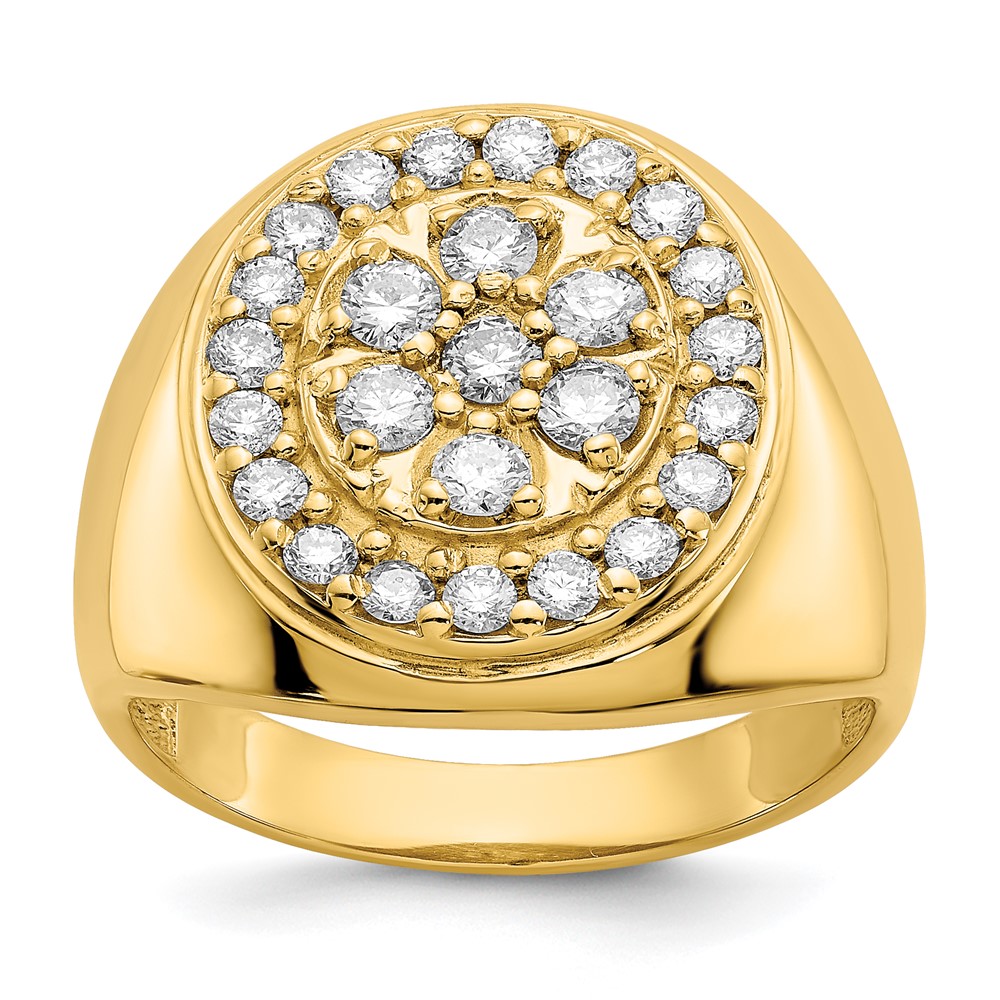 IB Goodman 14K Yellow Gold 1 Carat AA Diamond Mens Cluster Ring