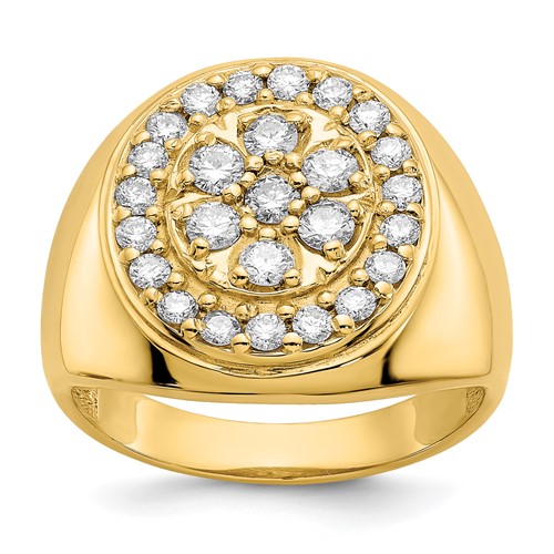 IB Goodman 14K Yellow Gold 1 Carat Aaa Diamond Mens Cluster Ring