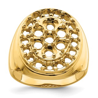 IB Goodman 14k Holds 7-3.25 / 17-2.5mm Diamonds Circular Mens Cluster Ring Mounting