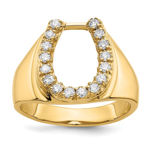 IB Goodman 14K Yellow Gold 0.50 Carat a Diamond Mens Horseshoe Ring