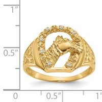 IB Goodman 14K Yellow Gold a Diamond Horseshoe Ring with Horse in Center Mens view 5