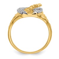 IB Goodman 14K Two-tone 0.17 Carat Aaa Diamond Horseshoe Ring with Horse in Center Mens view 2