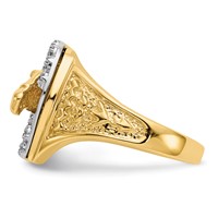 IB Goodman 14K Two-tone 0.17 Carat Aaa Diamond Horseshoe Ring with Horse in Center Mens view 4