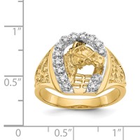 IB Goodman 14K Two-tone 0.17 Carat Aaa Diamond Horseshoe Ring with Horse in Center Mens view 3
