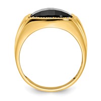 IB Goodman 14K Barrel Onyx and a Diamond Mens Ring view 2
