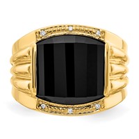 IB Goodman 14K Barrel Onyx and a Diamond Mens Ring view 4