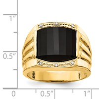 IB Goodman 14K Barrel Onyx and a Diamond Mens Ring view 5