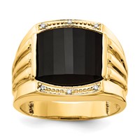 IB Goodman 14K Barrel Onyx and a Diamond Mens Ring view 1