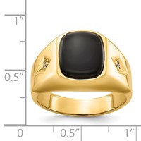 IB Goodman 14K Cushion Onyx and AA Diamond Mens Ring view 3