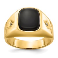 IB Goodman 14K Cushion Onyx and AA Diamond Mens Ring view 1