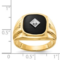 IB Goodman 14K Cushion Onyx and Aaa Diamond Mens Ring view 3