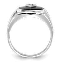 IB Goodman 14K White Gold Cushion Onyx and AA Diamond Mens Ring view 2