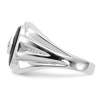 IB Goodman 14K White Gold Cushion Onyx and AA Diamond Mens Ring view 3